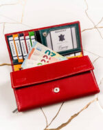 Skórzany portfel damski w orientacji poziomej na zatrzask - 4U Cavaldi-4