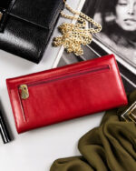 Duży, skórzany portfel damski na zatrzask z systemem RFID - Rovicky-3