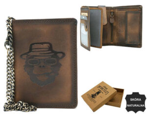 Duży, skórzany portfel męski z łańcuszkiem-1