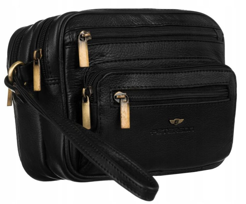 Dwukomorowa saszetka męska ze skóry naturalnej - Peterson-1 Dwukomorowa saszetka męska ze skóry naturalnej - Peterson-1