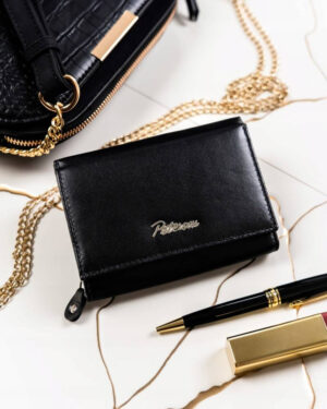 Zestaw prezentowy: pojemny portfel damski i brelok ze skóry naturalnej - Peterson-1