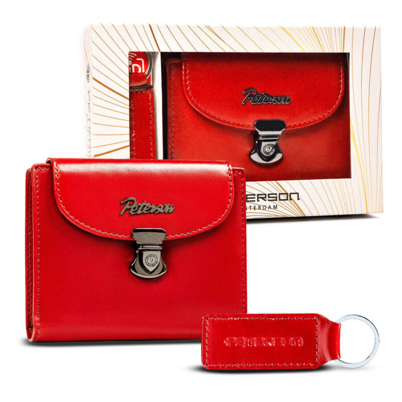 Zestaw prezentowy: skórzany portfel damski i brelok - Peterson-1 Zestaw prezentowy: skórzany portfel damski i brelok - Peterson-1