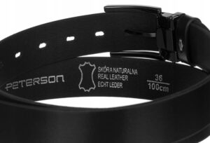 Szeroki, skórzany pasek męski z klasyczną klamrą - Peterson-1
