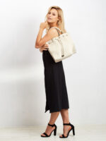 Kwadratowy shopper bag ściągany troczkiem, skóra naturalna - Rovicky-5