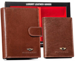 Zestaw prezentowy: skórzany portfel męski, etui na karty i brelok - Peterson-1