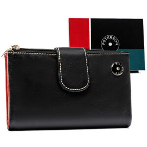 Średniej wielkości pojemny portfel skórzany w czarnym kolorze - Peterson-1