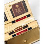 Klasyczny portfel damski ze skóry naturalnej w czarno-złotym kolorze zapakowany w markowe pudełko - Peterson-8