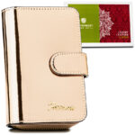 Niewielki portfel w kolorze złotym wykonany ze skóry naturalnej z miejscem na fotografię - Peterson-1