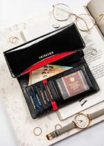 Duży, klasyczny portfel damski w kolorze czarnym zamykany na zatrzask - Peterson-6