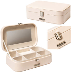 Pojemna szkatułka na biżuterię w beżowym kolorze - Peterson-1