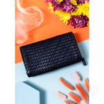 Elegancki portfel damski granatowy ze skóry naturalnej - Rovicky-4