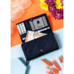 Elegancki portfel damski granatowy ze skóry naturalnej - Rovicky-5