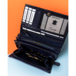 Elegancki portfel damski granatowy ze skóry naturalnej - Rovicky-8