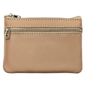 Skórzana kluczówka w beżowym kolorze zamykana suwakiem-1