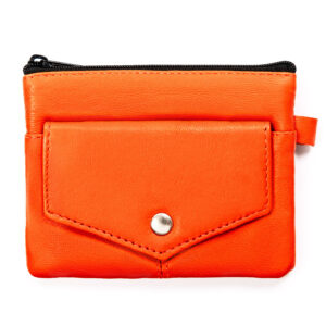 Kluczówka ze skóry naturalnej w pomarańczowym kolorze z kieszonkami na suwak-1