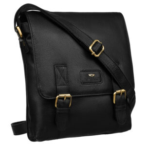 Miejska listonoszka męska ze skóry naturalnej w czarnym kolorze - Peterson-1