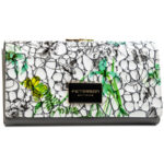 Wielokolorowy, poziomy portfel damski ze skóry naturalnej w kwiatowy wzór - Peterson-2