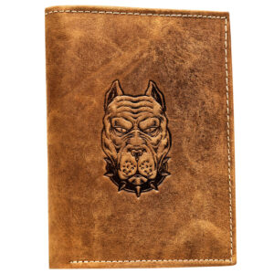 Portfel męski ze skóry naturalnej z tłoczeniem w kształcie głowy psa-1