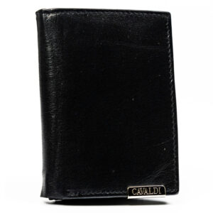 Klasyczny, pionowy portfel męski ze skóry naturalnej w czarnym kolorze - 4U Cavaldi-1