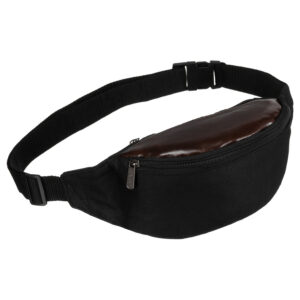 Kompaktowa saszetka z poliestru w czarnym i ciemnobrązowym kolorze - Loren-1