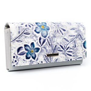Duży portfel damski w kwiaty wykonany ze skóry naturalnej i ekologicznej - 4U Cavaldi-1