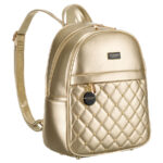 Złoty pikowany błyszczący plecak damski ze skóry ekologicznej mały Peterson-4