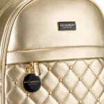 Złoty pikowany błyszczący plecak damski ze skóry ekologicznej mały Peterson-6