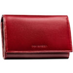 Skórzany, czerwony portfel damski zamykany na zatrzask - Peterson-2