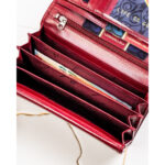 Duży, skórzany portfel damski w czerwonym kolorze z systemem RFID - Peterson-9