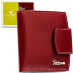 Czerwony, skórzany portfel damski z systemem RFID - Peterson-1