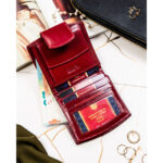 Czerwony, skórzany portfel damski z systemem RFID - Peterson-5