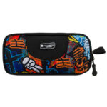 Pojemny piórnik szkolny z poliestru ze wzorem imitującym graffiti, zapinany suwakami - Peterson-2