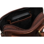 Dwukomorowa, brązowa listonoszka męska ze skóry naturalnej - Peterson-6