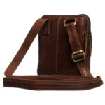 Dwukomorowa, brązowa listonoszka męska ze skóry naturalnej - Peterson-4