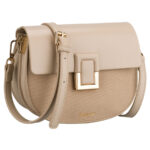 Beżowa listonoszka damska w kształcie podkówki zamykana klipsem magnetycznym - Peterson-1