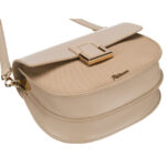 Beżowa listonoszka damska w kształcie podkówki zamykana klipsem magnetycznym - Peterson-9