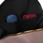 Dwukomorowy plecak damski z poliestru w beżowym kolorze - Peterson-19