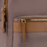 Dwukomorowy plecak damski z poliestru w beżowym kolorze - Peterson-13