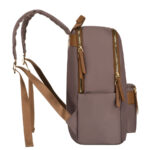 Dwukomorowy plecak damski z poliestru w beżowym kolorze - Peterson-7