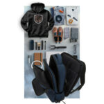 Granatowy plecak podróżny z poliestru z miejscem na laptopa, zawieszony na regulowanych szelkach - Peterson-12