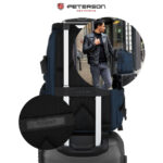 Granatowy plecak podróżny z poliestru z miejscem na laptopa, zawieszony na regulowanych szelkach - Peterson-10