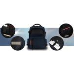 Granatowy plecak podróżny z poliestru z miejscem na laptopa, zawieszony na regulowanych szelkach - Peterson-16