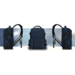 Granatowy plecak podróżny z poliestru z miejscem na laptopa, zawieszony na regulowanych szelkach - Peterson-15