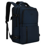 Granatowy plecak podróżny z poliestru z miejscem na laptopa, zawieszony na regulowanych szelkach - Peterson-2