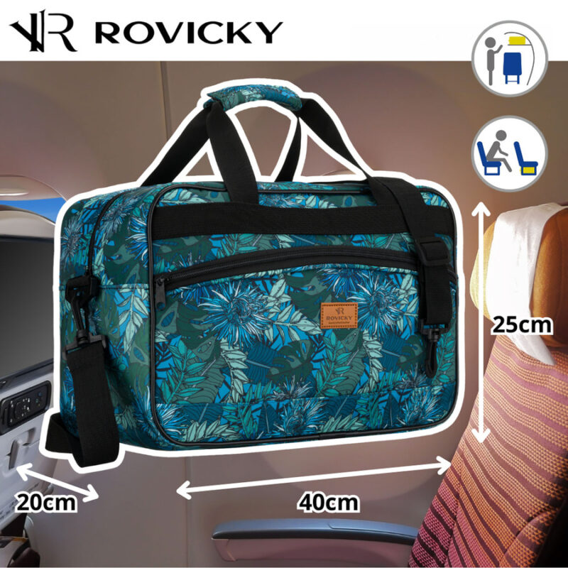 Pojemna torba podróżna wyposażona w dopinany pasek i zewnętrzną kieszeń zapinaną suwakiem - Rovicky-1