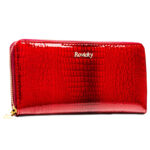 Lakierowany portfel w typie piórnika ze skóry naturalnej w czerwonym kolorze zamykany na suwak - Rovicky-2