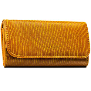 Brązowy, poziomy portfel damski ze skóry ekologicznej zamykany zatrzaskiem - 4U Cavaldi-1