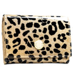 Portfel damski ze skóry ekologicznej i naturalnej w złotym kolorze w cętki - Peterson-2