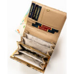 Portfel damski ze skóry ekologicznej i naturalnej w złotym kolorze w cętki - Peterson-8