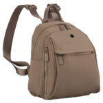 Mały, beżowy plecak damski wykonany z poliestru - Peterson-1